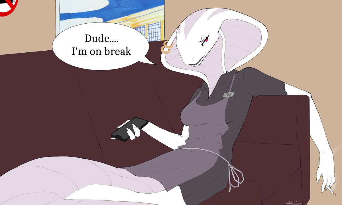 Posted chapter 13 of my Xcom fanfic: Vipers Nights and French Fries. 

Sci-fi slice of life story about a dude and his goth alien snake coworker waging at a fast food joint. 

archiveofourown.org/works/39895998…

Fan art with this update was provided by Ceaniv(guess from signature)
