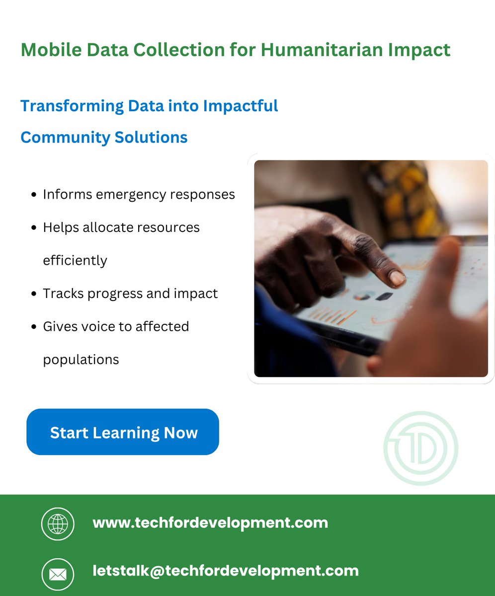 TechForDevelop1's tweet image. In humanitarian work, data isn’t just numbers. It’s the insight that saves lives.
Explore how mobile data collection powers real-world impact and discover upskilling opportunities -> tinyurl.com/4k49ep95
Nithi Sesko #AngolaNiNext #DataScience