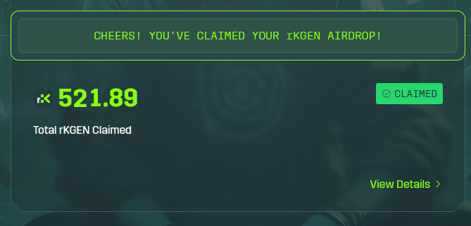 Just Claimed my Phase 1 Airdrop from <a href="/KGeN_IO/">KGeN 🟩</a> <a href="/KGeN_Community/">KGeN Community</a>

Check yours guys!!😍