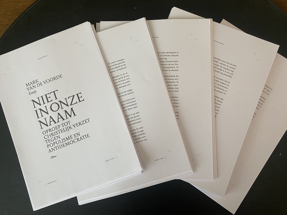 De drukproef van mijn in september te verschijnen boek ‘Niet in onze naam’ is binnen.