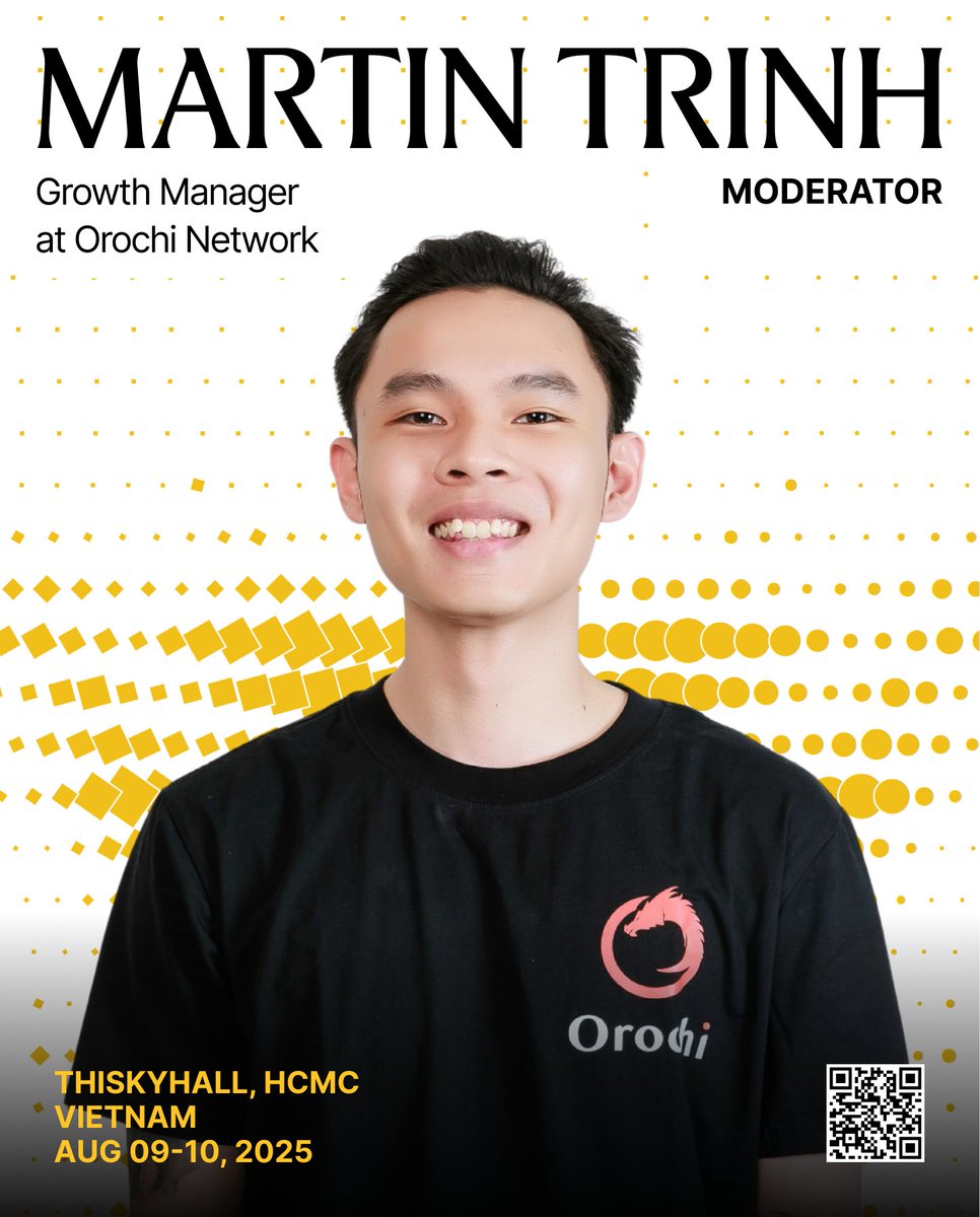 Convictionvn's tweet photo. Martin Trinh @martinth1610, Ecosystem Growth Manager at Orochi Network, is dedicated to fostering impactful partnerships, driving integrations, and empowering developers and communities to fully leverage Orochi’s products.

👉 Let’s meet Martin Trinh at #CONVICTION2025 and follow Conviction for more
—
 🔗🎫 Claim your NFT ticket on Dagora: https://t.co/2HEqbnPqxx
 Explore institution-grade discussions about Blockchain & AI at Conviction Conference!
 📅 Time: 9th - 10th Aug, 2025
 📍 Location: Ho Chi Minh City, Vietnam
 💬 Join the chat to connect & get latest updates: https://t.co/pQ8zkbTMFh
 Website: https://t.co/PkC6vmyShV