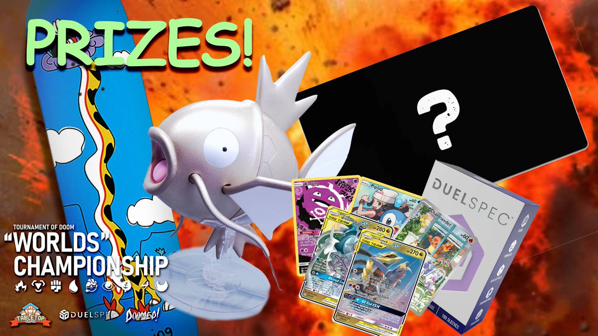 The physical prizes for first place. The mystery mat is a mystery until we know who wins. Because Im making it only for the winning deck.