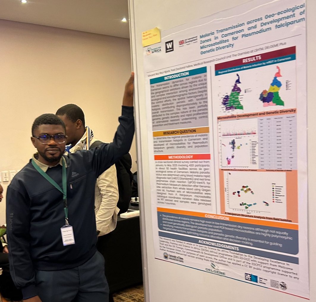 Congratulations to Vincent, <a href="/DELGEME1/">DELGEME PLUS</a> Post-Doc Fellow,who received a Certificate of Excellence for his poster presentation at #DELTASAFRICA conférence.
His research focuses on the genetic diversity &amp; transmission of malaria parasites across the ecozones of Cameroon.
<a href="/SciforAfrica/">Science for Africa Foundation</a>