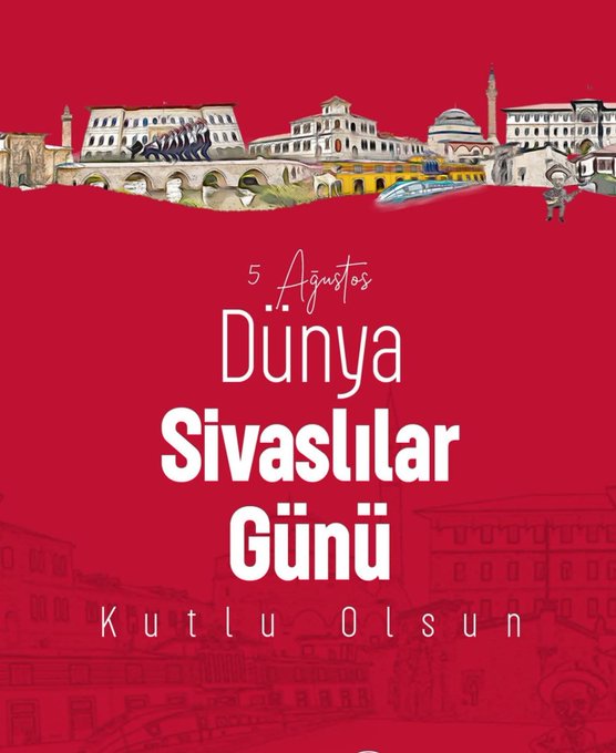 Selçuklunun  ilim, Osmanlının emin yurdu, Cumhuriyetimizin  kurulduğu şehir Sivas..  Âşıklar ve ozanlar diyarı...  5 Ağustos Dünya Sivaslılar Günü kutlu olsun.