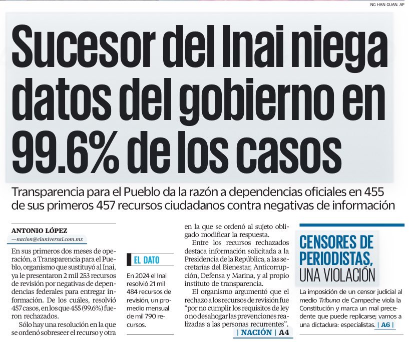 El oficialismo dijo “no se necesita al INAI, todo será mejor y más transparente”, y en tres meses se ha demostrado que no, porque simplemente no se brinda la información a la ciudadanía, ¿qué se está ocultando?
