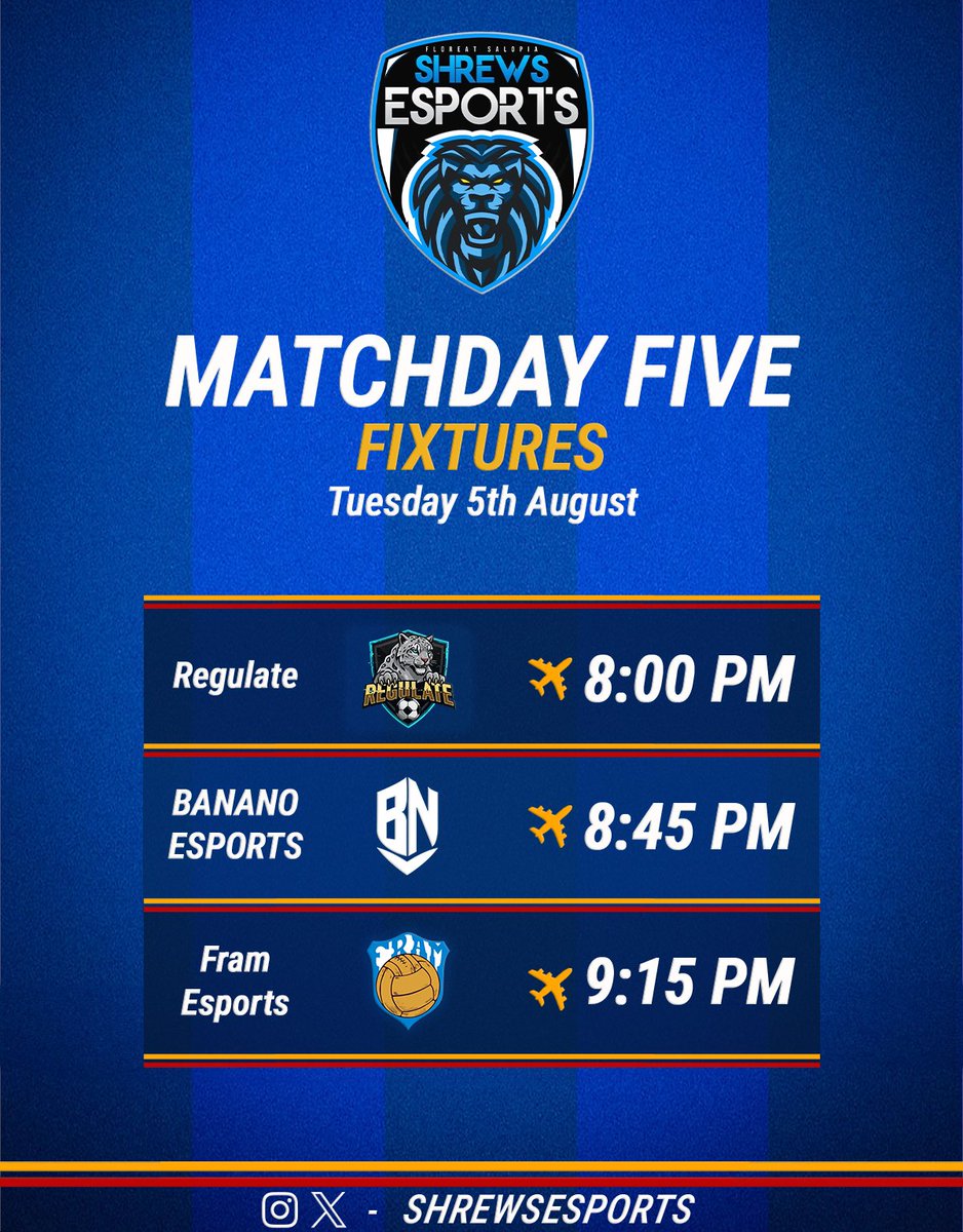 3 more fixtures tonight! Let's smash it!

#Salop