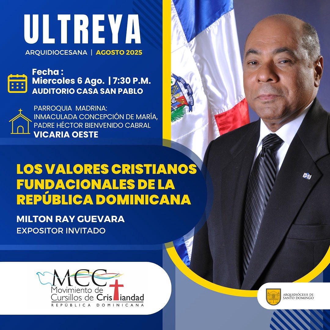 🔥 Mañana. 7:30 p.m.

Auditorio Casa San Pablo. Entrada libre.

Milton Ray Guevara. 🇩🇴✝️

Un banquete para la fe y el corazón.

#DeColores #MCC #UltreyaArquidiocesana