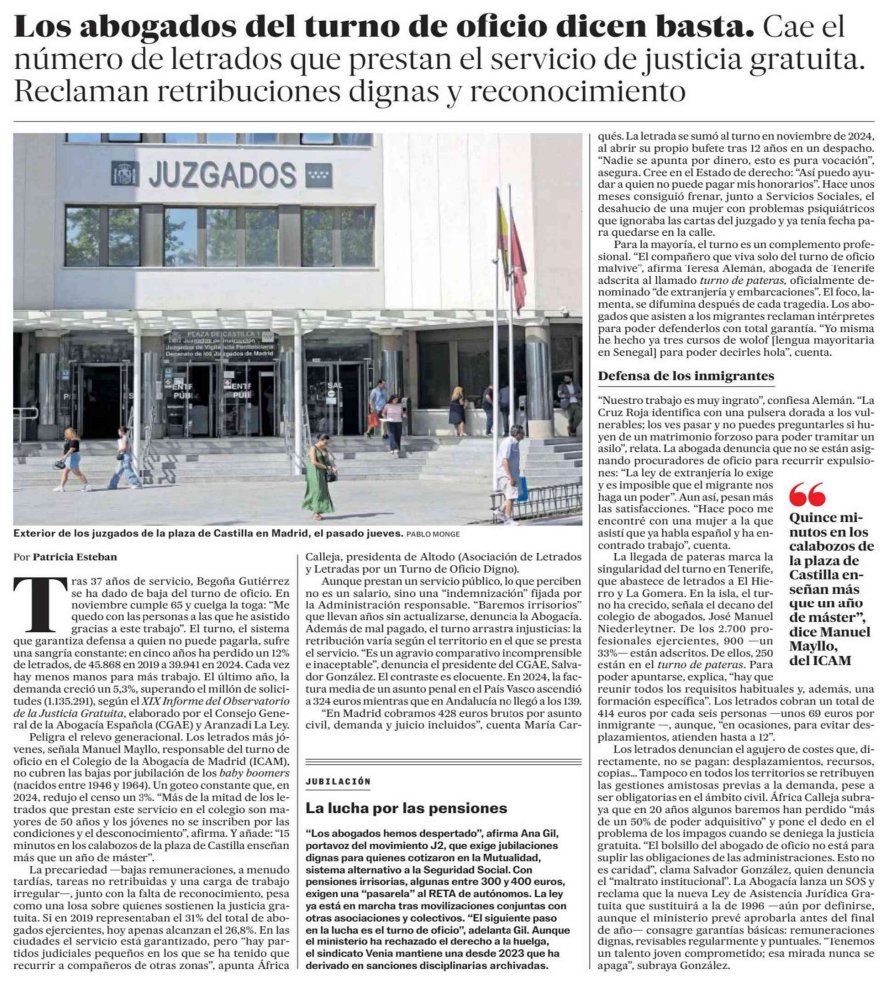 📰 "Els advocats del #torndofici diuen prou. La precarietat i la manca de reconeixement, pesen com una llosa sobre els que sostenen la #justíciagratuïta. Si el 2019 representaven el 31% dels exercents, avui gairebé no arriben al 27%"
🔗elpais.com/economia/negoc… via: <a href="/el_pais/">EL PAÍS</a> #ICAG