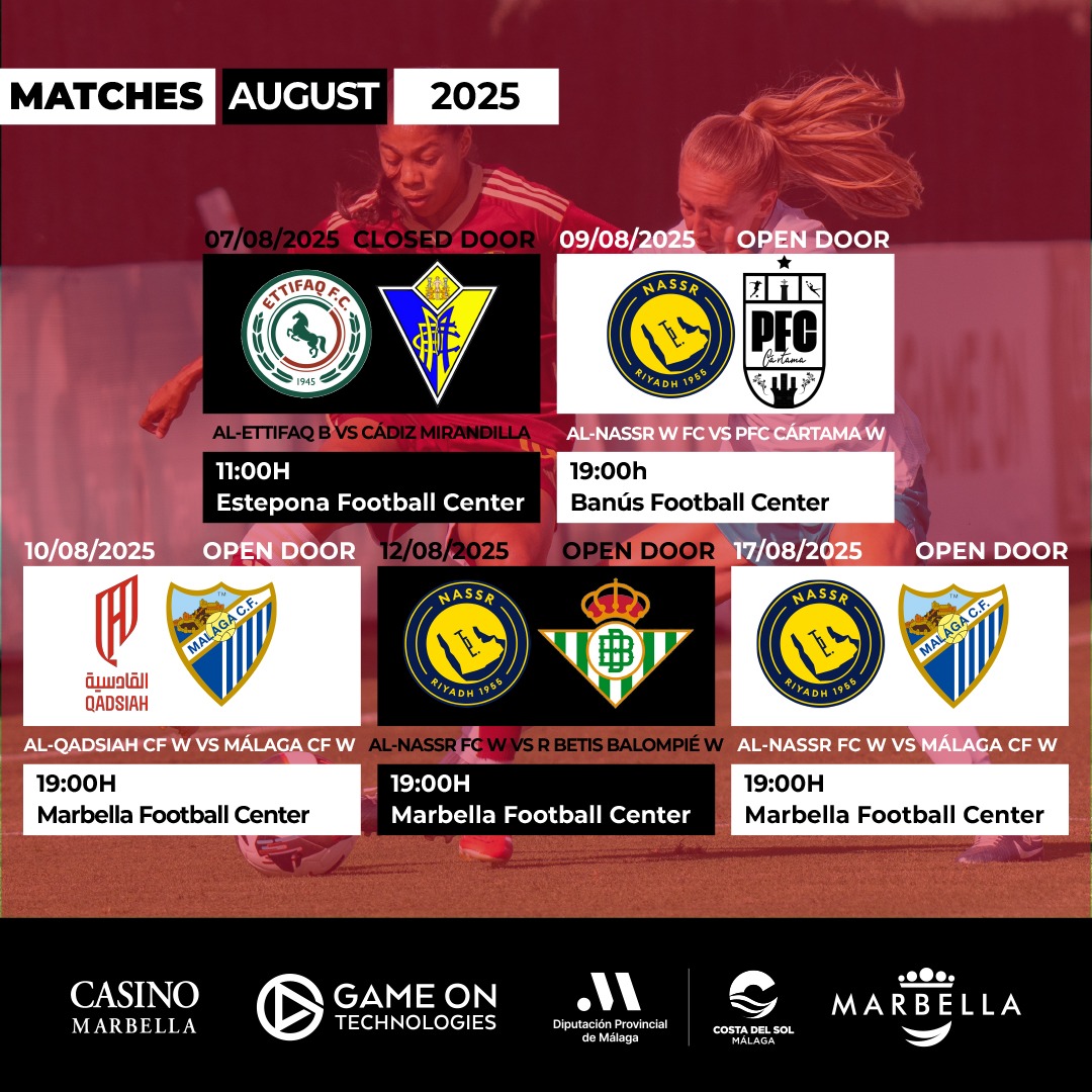 📌 New list 🔝 of friendly matches!

📌 Nueva lista 🔝 de partidos amistosos!

#marbellafootballcenter #mfc #marbella #playasyoutrain #friendlymatches #partidosamistosos #preseasons #pretemporadas #trainingcamps #concentraciones #football #futbol #soccer