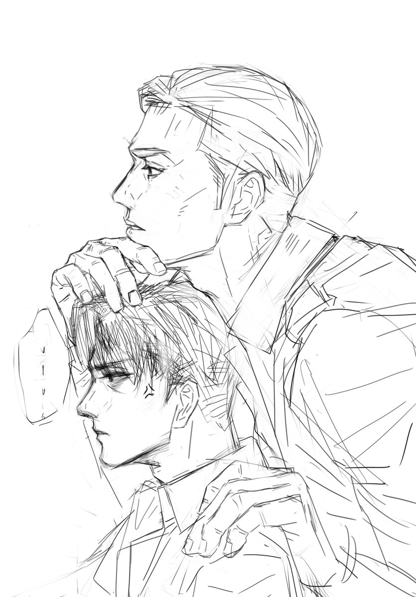 lyeecia's tweet photo. Well, Erwin’s found himself the perfect support to enjoy Hange’s titan experiments.#eruri https://t.co/B5avwhHf0J