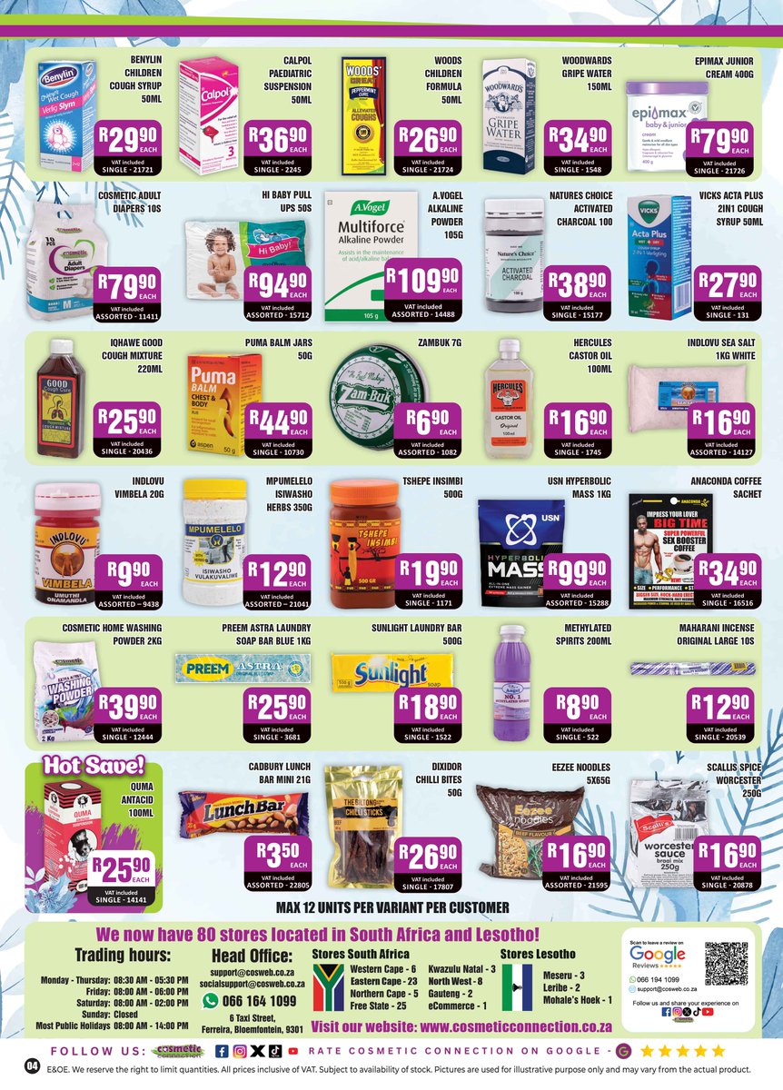 CosmeticConnec3's tweet image. 🌬️ WINTER SALE MADNESS 🌬️
Cosmetic Connection is heating up winter with epic savings! 🧴💄🧒
🛒 Skincare, haircare, baby care &amp;amp; more!
🗓️ 30 Jul – 2 Aug | 📍 SA &amp;amp; Lesotho
🛑 Max 12 units per variant
📲 Shop in-store &amp;amp; online! Tag your squad! #WinterDeals