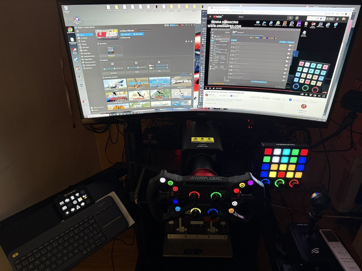 Pues así es como va el setup de simracing. La última adquisición podéis atar cabos por el vídeo que hay en YouTube.
Gracias <a href="/Digiprost/">Marcelo Arconada</a> <a href="/OneSimPro/">OneSimPro</a>