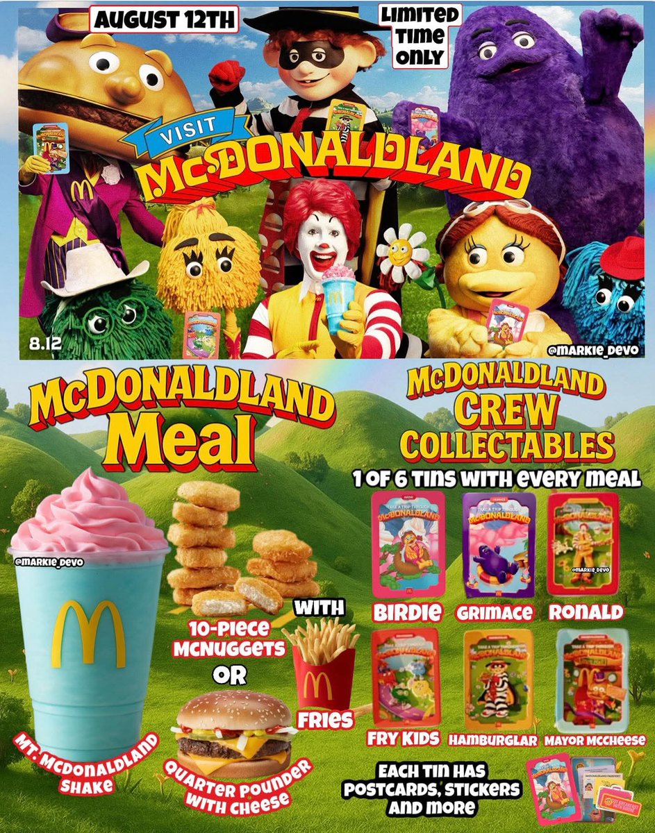 RetroRelicZone's tweet image. A new McDonald's adult happy meal is incoming! Not too excited about the tin box "collectibles" but they're pretty neat still, I might have to pick up the Mayor McCheese!