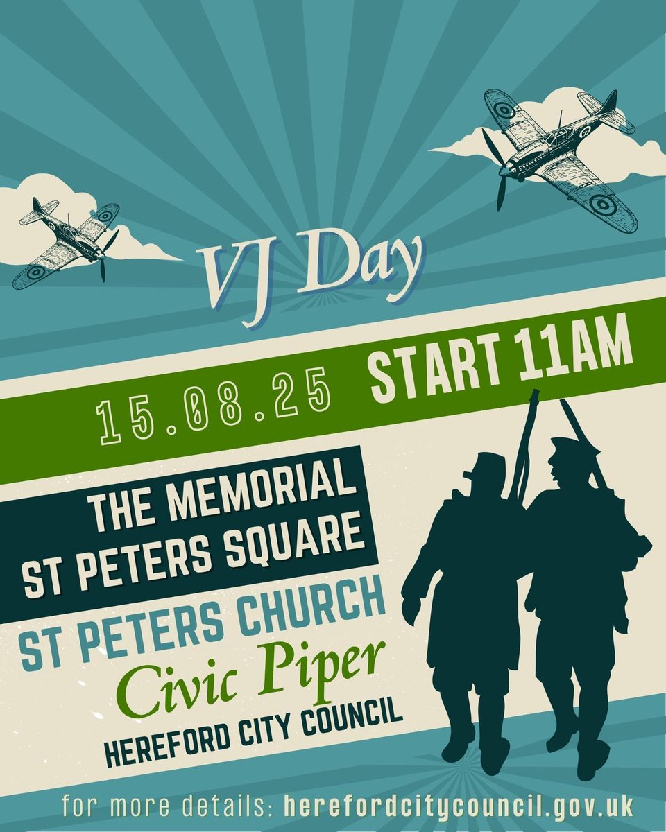 📷 VJ Day Commemoration – Friday 15th August 📷

#VJDay #Remembrance #HerefordCivicEvents #LestWeForget