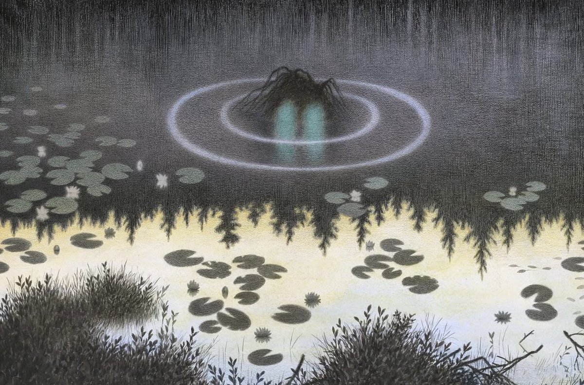 #FairyTaleTuesday 

Nøkken is a dangerous water creature in Norwegian folklore that dwells in lakes and ponds, and tries to drag people into the water in order to drown them.

He is a shapeshifter that can appear in many different forms, most commonly an eerie white horse or a