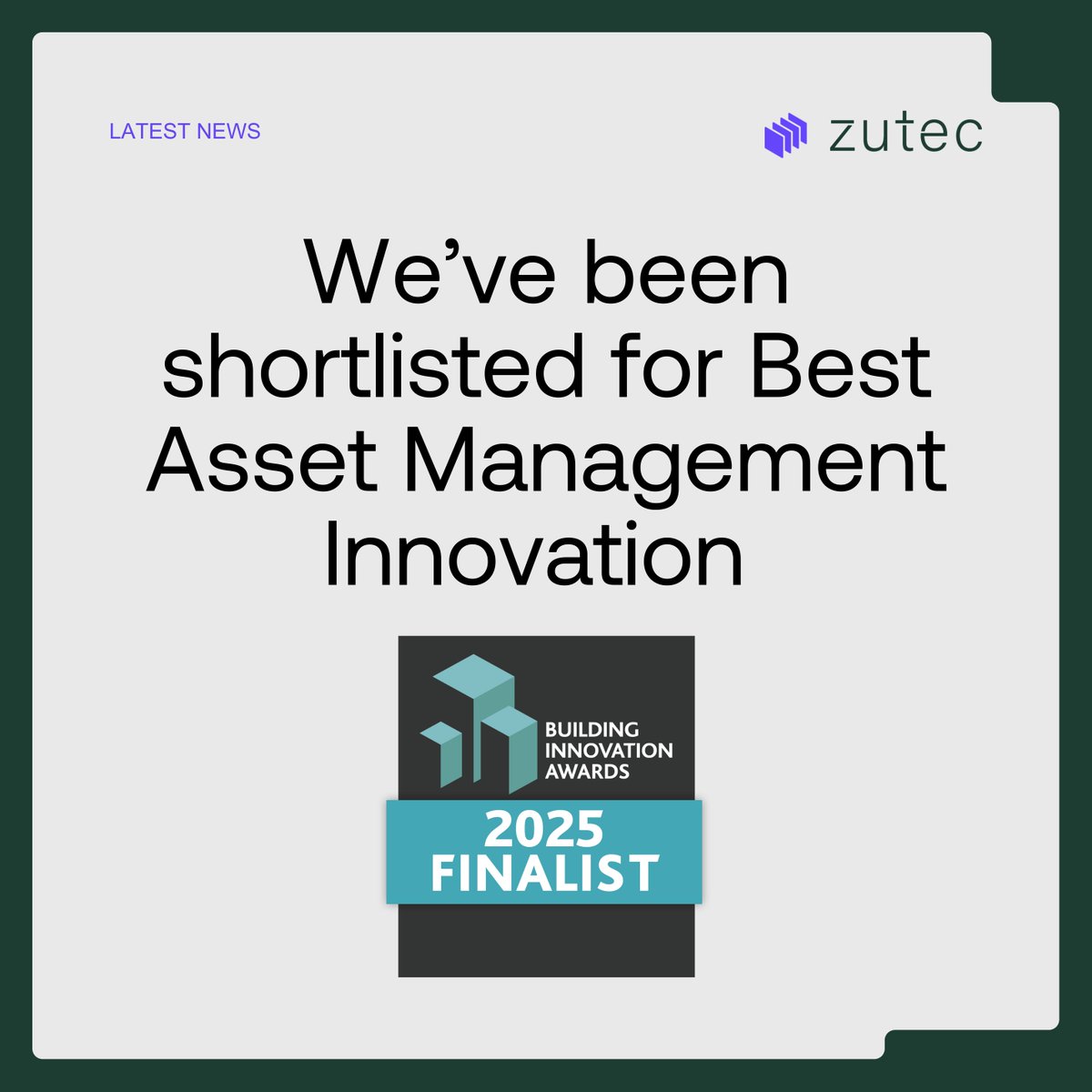 Zutec (@zutecgroup) on Twitter photo We're thrilled to be shortlisted for Best Asset Management Innovation at the <a href="/BuildInAwards/">Building Innovation Awards</a>!
Zutec helps leaders like Greystar, Peabody and Student Roost digitise building data, improve compliance and reduce risk. We're thrilled to be shortlisted for Best Asset Management Innovation at the <a href="/BuildInAwards/">Building Innovation Awards</a>!
Zutec helps leaders like Greystar, Peabody and Student Roost digitise building data, improve compliance and reduce risk.