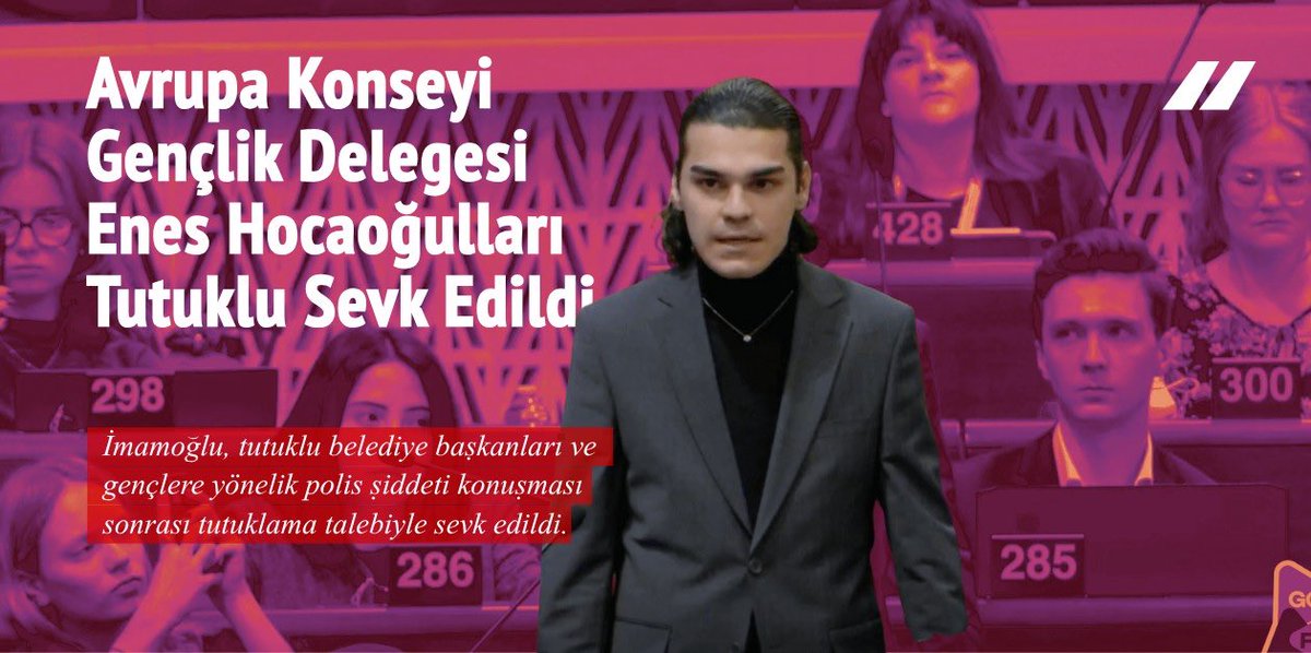 Avrupa Konseyi Gençlik Delegesi  ve LGBTİ+ aktivisti Enes Hocaoğulları, Konseydeki konuşması gerekçe gösterilerek havalimanında gözaltına alındı. Hocaoğulları, tutuklama talebiyle mahkemeye sevk edildi

unikuir.org/haberler/avrup…