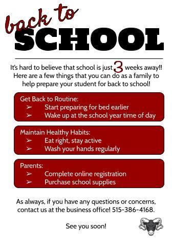 Back to School Reminders!