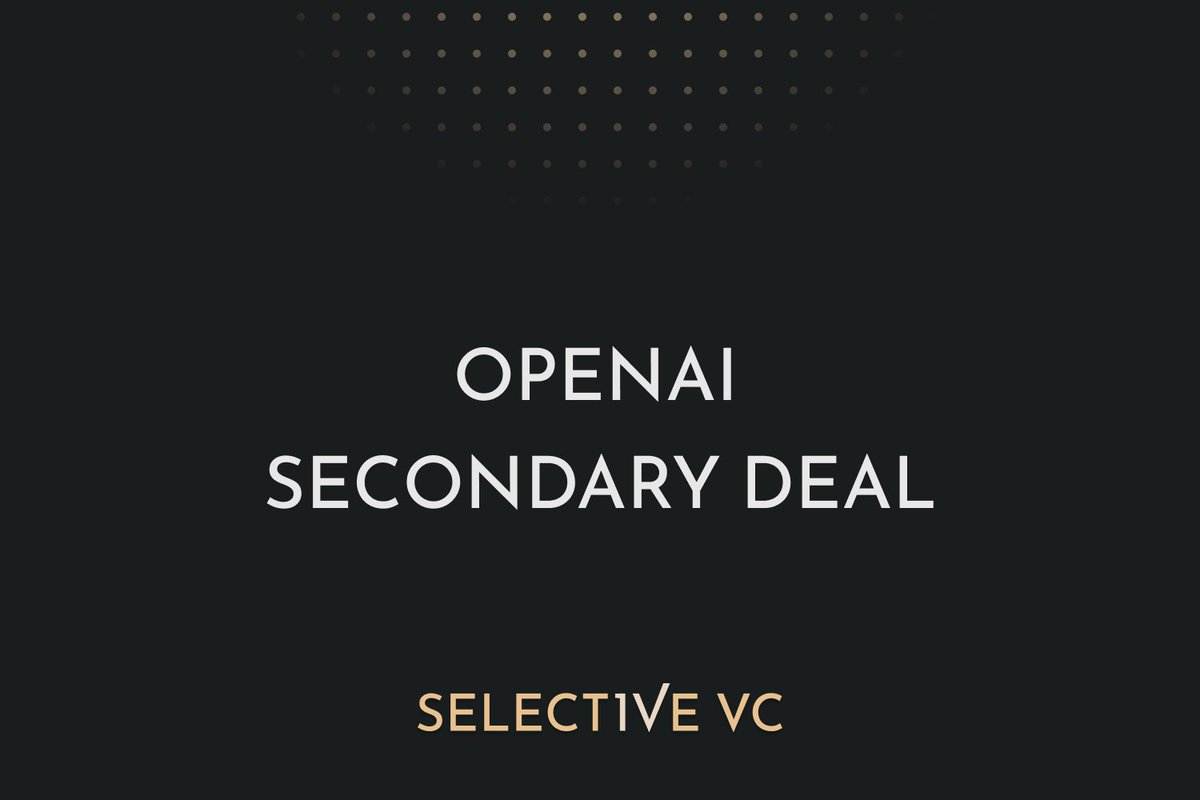 SelectiveVC's tweet image. OpenAI. Discounted.
Last week, Selective VC got access to a rare secondary deal — shares in OpenAI at a significant markdown.
Top-tier assets do get mispriced.
That’s why secondaries matter.
Read more: linkedin.com/feed/update/ur…
#AI #OpenAI #VentureCapital #Secondaries