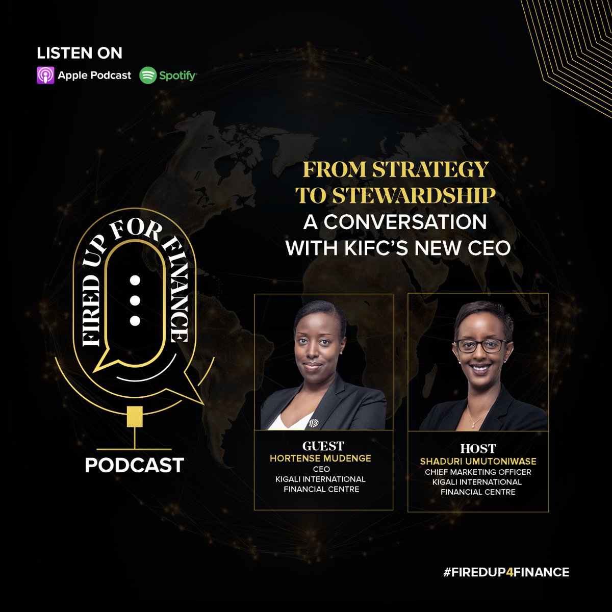 🚨 Just released: Episode 5 of the Fired Up for Finance podcast is now live! 🚨

This conversation features the newly appointed CEO of the Kigali International Financial Centre, <a href="/HortenseMudenge/">Hortense Mudenge</a>, as she shares her leadership journey—from architecting strategy to now guiding the