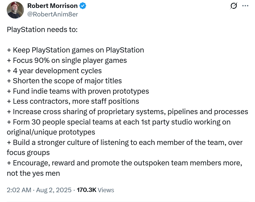 Former Playstation dev gives his thoughts on the future of Playstation

W or L?

#PS5
#PlayStation5