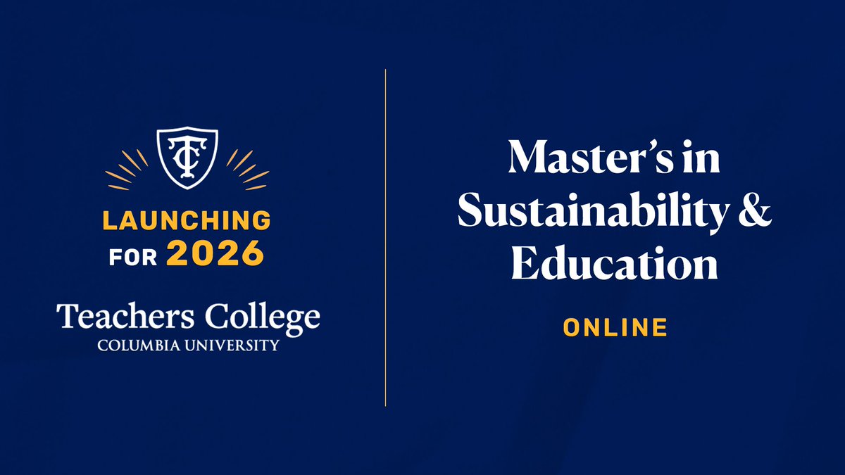 Oren Pizmony-Levy๐ (@orenpizmonylevy) on Twitter photo Thrilled to announce the launch of our new M.A. in Sustainability & Education at <a href="/TeachersCollege/">Teachers College, Columbia University</a>!
This 14-month online program empowers educators, policymakers & nonprofit leaders to lead on climate, justice & sustainability.
Learn more: lnkd.in/d4RDCa63 Thrilled to announce the launch of our new M.A. in Sustainability & Education at <a href="/TeachersCollege/">Teachers College, Columbia University</a>!
This 14-month online program empowers educators, policymakers & nonprofit leaders to lead on climate, justice & sustainability.
Learn more: lnkd.in/d4RDCa63