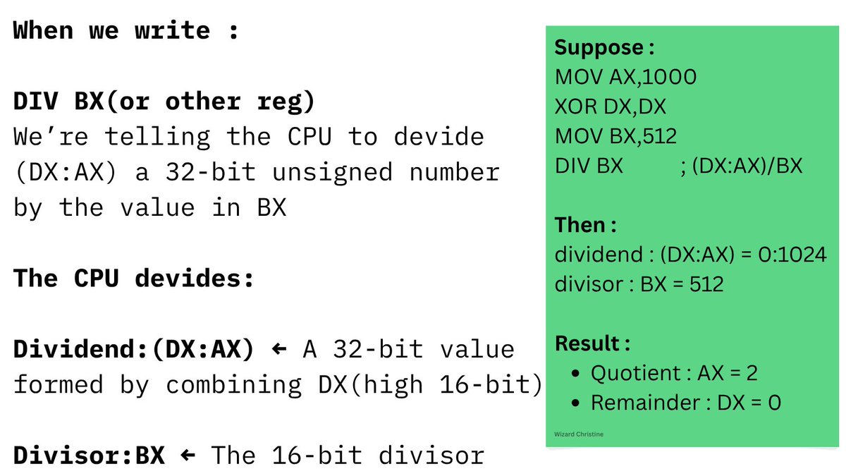 decodingbytes's tweet image. About : DIV instruction in x86 assembly