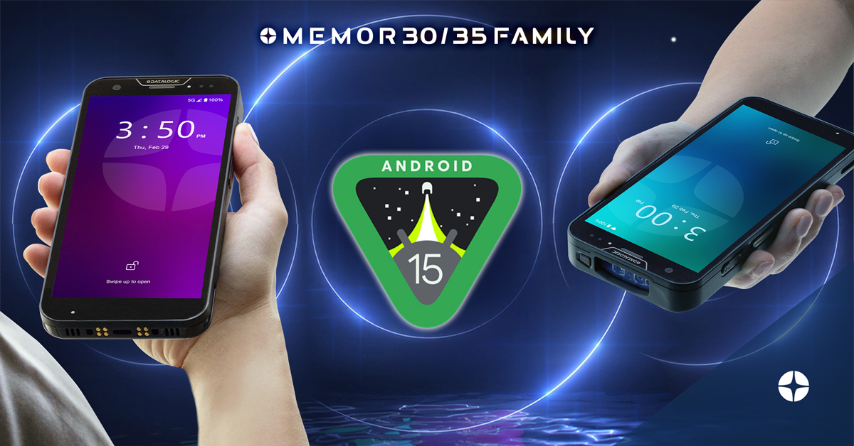 DatalogicGroup's tweet image. We’re proud to announce that @DatalogicGroup is first to market with #Android™ 15 on our trusted Memor™ 30 and Memor 35 series of rugged enterprise mobile scanners!
Future-proof your mobility. Power up with Datalogic. bit.ly/Memor30-35 #Datalogic #Android15 #FirstToMarket