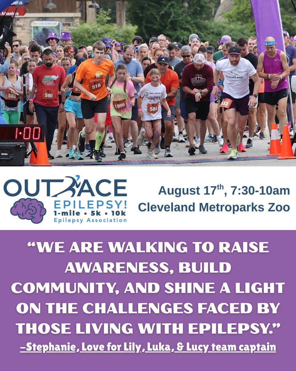 "Lily, Luka, and Lucy are neighbors who have each been affected by epilepsy. We are walking to raise awareness, build a community, and shine a light on the challenges faced by those living with epilepsy." -Stephanie, team captain

Register:  runsignup.com/Race/Register/…