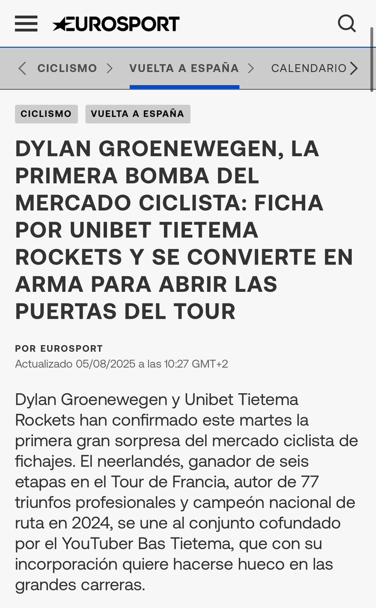 “La Primera Bomba del Mercado Ciclista”, <a href="/rockets_cycling/">Unibet Tietema Rockets</a> 🤝🏻🥹

🤤