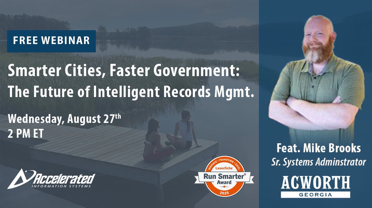 AISWW's tweet photo. [#LIVEWEBINAR] Calling all #CIOs, #IT leaders, and change-makers: hear how the City of Acworth, GA, transformed operations and earned national recognition for innovation.

Reserve Your Seat: https://t.co/M9r2amwS07

#govtech #digitaltransformation #awardwinningtransformation https://t.co/mJNiYtwwVF