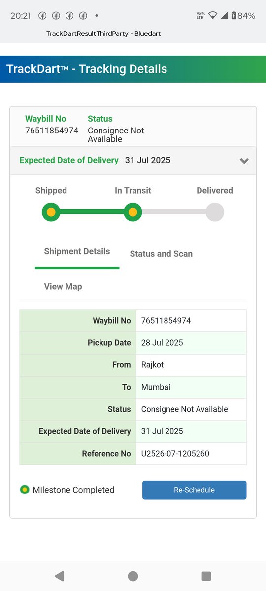 SalmanMemon85's tweet photo. Again fake remark today @BlueDart_ may i know y ur logistics playing this? ur prsn attained my call in afternoon and told me reaching u in half n hr now they put consignee not available y so????? https://t.co/C3i2F7CwUO