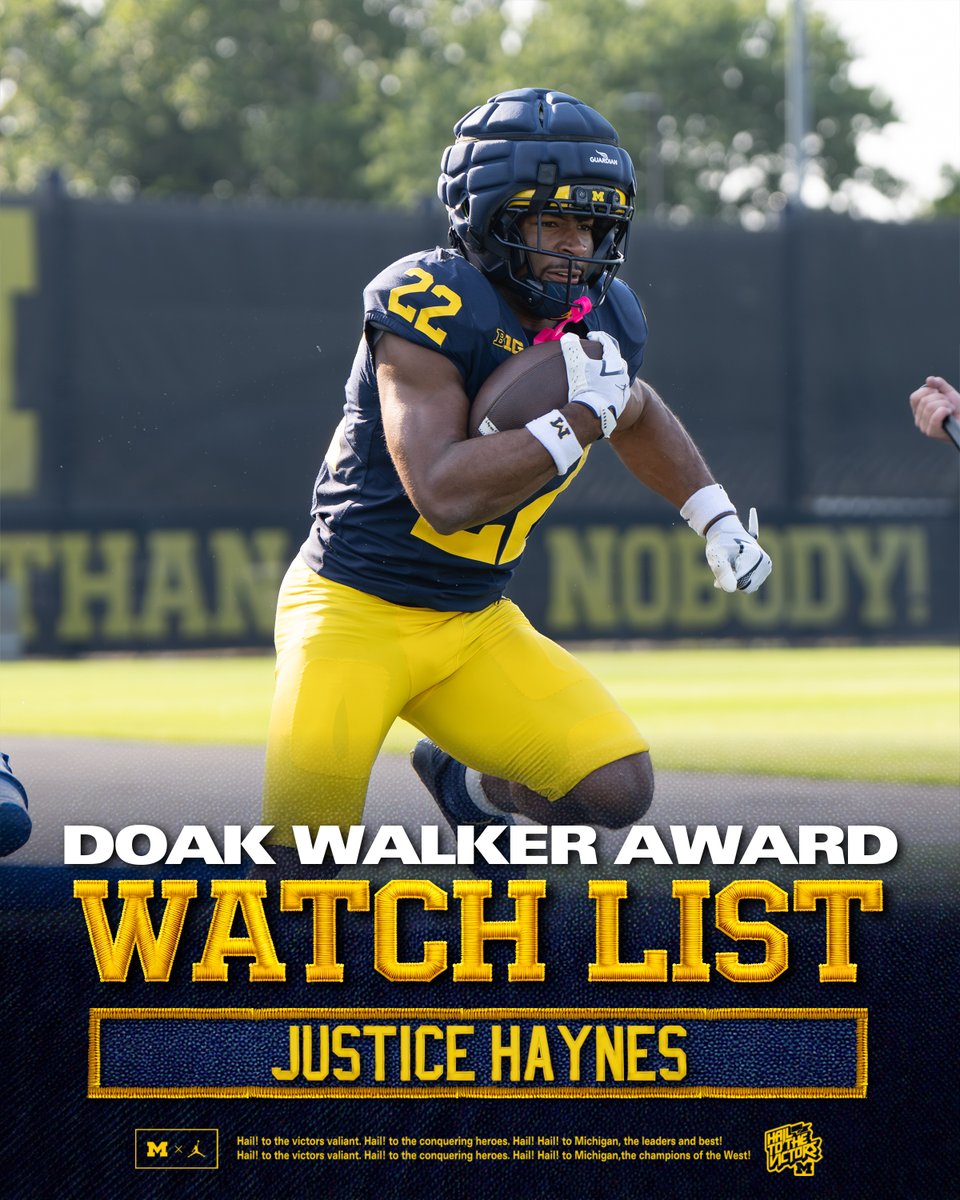 Michigan Football (@umichfootball) on Twitter photo 👀 <a href="/J_MARSH2024/">Jordan Marshall</a> + <a href="/justicehaynes6/">Justice Haynes</a>
Doak Walker Award Watch List » Nation’s Most Outstanding Running Back. 👀 <a href="/J_MARSH2024/">Jordan Marshall</a> + <a href="/justicehaynes6/">Justice Haynes</a>
Doak Walker Award Watch List » Nation’s Most Outstanding Running Back.