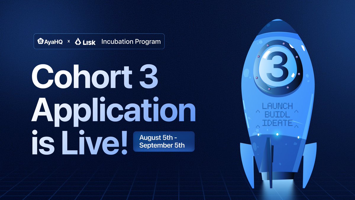 AyaHQ (Techstars '23) (@ayahq_) on Twitter photo ๐จ Cohort 3 Application is LIVE! ๐จ
<a href="/ayahq_/">AyaHQ (Techstars '23)</a> x <a href="/LiskAfrica/">Lisk Africa</a> <a href="/LiskHQ/">Lisk</a> Incubation Program is officially open for founders who are ready to build with purpose.
The wave of Onchain builders in Africa is rising.
But many projects are still stuck not because of ideas, but because of the ๐จ Cohort 3 Application is LIVE! ๐จ
<a href="/ayahq_/">AyaHQ (Techstars '23)</a> x <a href="/LiskAfrica/">Lisk Africa</a> <a href="/LiskHQ/">Lisk</a> Incubation Program is officially open for founders who are ready to build with purpose.
The wave of Onchain builders in Africa is rising.
But many projects are still stuck not because of ideas, but because of the