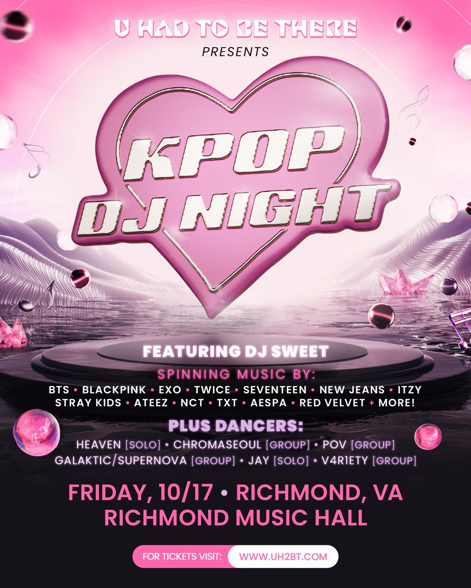 Just announced + on sale! ✨KPOP DJ Night (18+) is BACK at Richmond Music Hall Friday, October 17th with DJ Sweet 💕Pick up tickets now in our link in bio or in person at @plan9music 🎟️