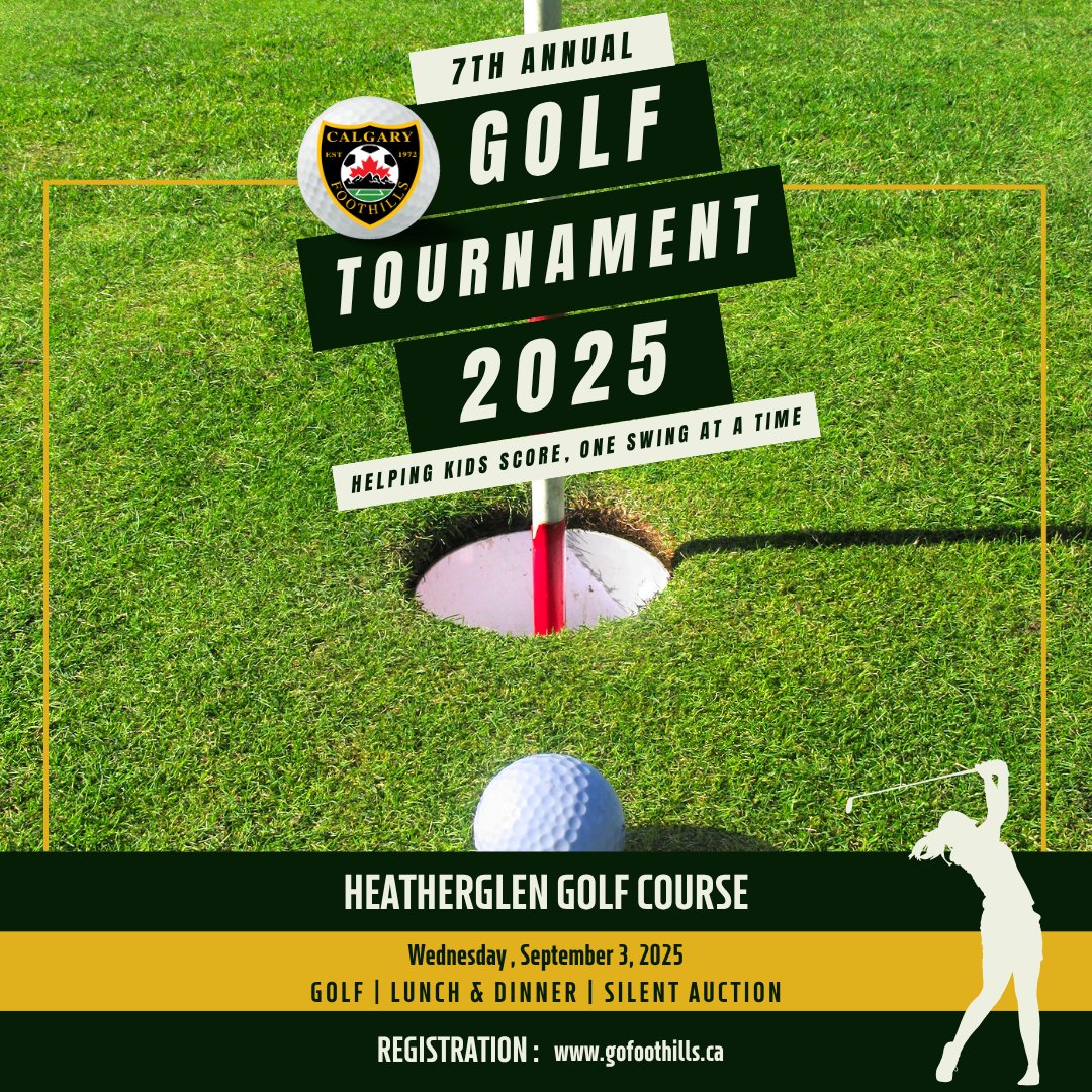⛳ Join us Sept 3 for the Foothills Golf Tournament at HeatherGlen!
18 holes, contests, prizes &amp; prime rib — all in support of youth soccer.

🗓️ Register by August 20:
👉 gofoothills.ca/event/golf-tou…

#FoothillsGolfTournament #YYCGolf #GolfForGood