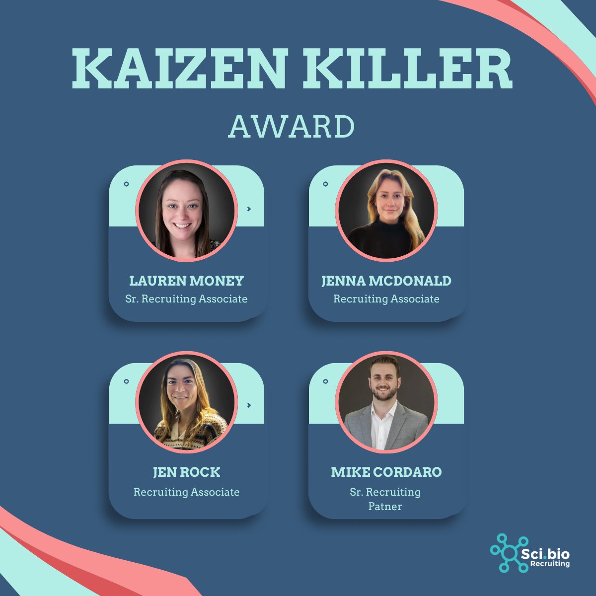 ScibioRecruits's tweet image. In the spirit of Kaizen, a Japanese philosophy meaning continuous improvement, we’re excited to recognize team members who have gone above and beyond in embodying this mindset. 

Please join us in congratulating the recipients of the “Kaizen Killer Award”! 

#SciBioRecruiting