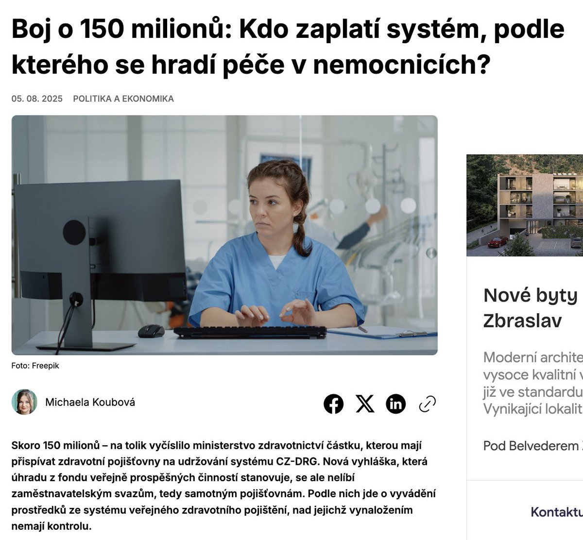 150 milionů korun budou muset nově dávat zdravotní pojišťovny místo na léčbu lidí na fungování ministerstva zdravotnictví, na ÚZIS. Z našich peněz, které platíme za zdravotní pojištění se nebudou platit lékaři, ale úředníci. Zdraví lidí totiž <a href="/vlvalek/">Vlastimil Válek</a> a <a href="/Zbynek_Stanjura/">Zbyněk Stanjura</a> nezajímá.