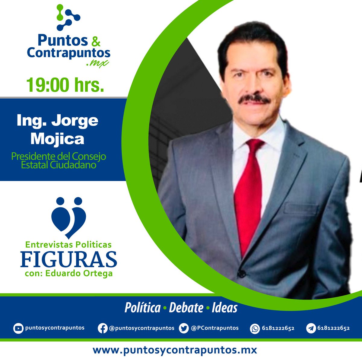Puntos & Contrapuntos (@pcontrapuntos) on Twitter photo Hoy en el estudio de #Figuras entrevistas políticas con <a href="/EduardoOrtegaS/">Eduardo Ortega S.</a> nos acompaña <a href="/JMOJICAV/">JORGE MOJICA VARGAS</a> Presidente del Consejo Estatal Ciudadanía.
No te lo pierdas en punto de las 19:00 horas a través de #Facebook, #X y #Youtube Hoy en el estudio de #Figuras entrevistas políticas con <a href="/EduardoOrtegaS/">Eduardo Ortega S.</a> nos acompaña <a href="/JMOJICAV/">JORGE MOJICA VARGAS</a> Presidente del Consejo Estatal Ciudadanía.
No te lo pierdas en punto de las 19:00 horas a través de #Facebook, #X y #Youtube