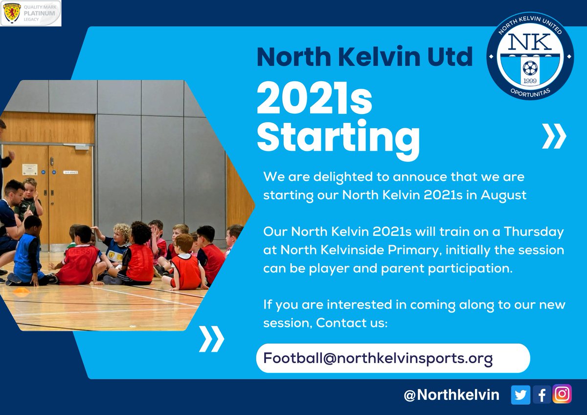 North Kelvin Sports (@northkelvin) on Twitter photo NORTH KELVIN UTD 2021S โฝ๏ธ | We are happy to annouce that our North Kelvin 2021s are starting SOON !! In August our 2021s session will be starting ๐ If you are interested or require more information on NK 2021s, please contact us: Football@northkelvinsports.org
#nkunited NORTH KELVIN UTD 2021S โฝ๏ธ | We are happy to annouce that our North Kelvin 2021s are starting SOON !! In August our 2021s session will be starting ๐ If you are interested or require more information on NK 2021s, please contact us: Football@northkelvinsports.org
#nkunited