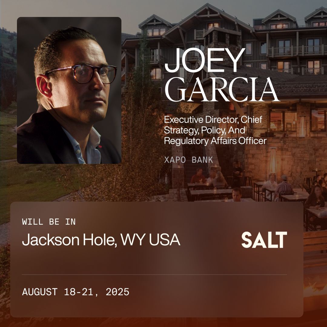 Excited to be attending and speaking at the Salt Wyoming Blockchain Symposium on behalf of <a href="/xapobankapp/">Xapo Bank</a>. 

I'll be covering Bitcoin, Banking and Future of Financial Infrastructure with <a href="/CaitlinLong_/">Caitlin Long 🔑⚡️🟠</a> which I'm looking forward to. 

We maintain a keen eye on global developments and