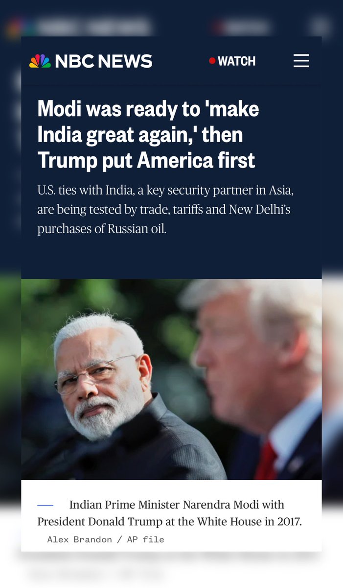 MARKHOR 𓄅 (@markhortweets) on Twitter photo From "dear friend" to "dead economy", India’s dream of leading Asia is now stuck between Russian oil barrels and US tariff walls.
<a href="/narendramodi/">Narendra Modi</a> From "dear friend" to "dead economy", India’s dream of leading Asia is now stuck between Russian oil barrels and US tariff walls.
<a href="/narendramodi/">Narendra Modi</a>