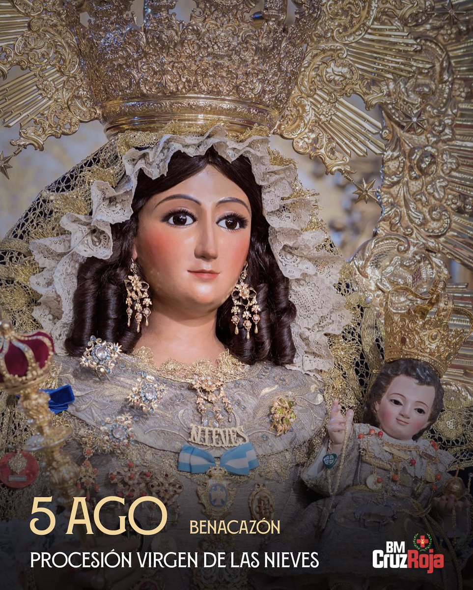 BM Cruz Roja (@bandacruzroja) on Twitter photo ¡Hoy es 5 de agosto, el día grande de #Benacazón!
❤️ El pueblo recibe hoy a su Patrona con el júbilo y el amor que solo un hijo tiene hacia una madre.
Un año más, tendremos la suerte de compartirlo con <a href="/NievesBenacazon/">Ntra Señora De Las Nieves - Benacazón</a> ❌ ¡Hoy es 5 de agosto, el día grande de #Benacazón!
❤️ El pueblo recibe hoy a su Patrona con el júbilo y el amor que solo un hijo tiene hacia una madre.
Un año más, tendremos la suerte de compartirlo con <a href="/NievesBenacazon/">Ntra Señora De Las Nieves - Benacazón</a> ❌