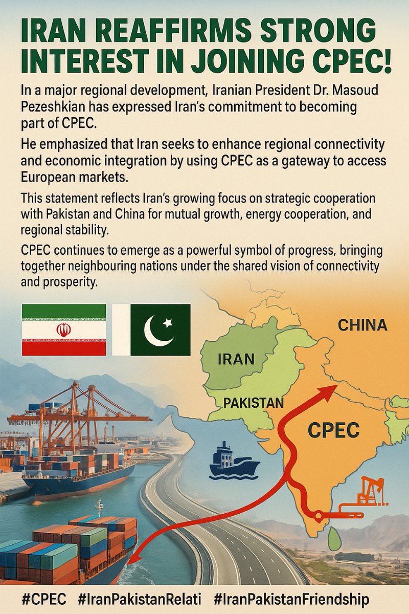 EjazAysha80582's tweet image. CPEC is not just a project — it’s a symbol of unity and prosperity.
#CPECUnity #IranPakistanChina #TradeVision