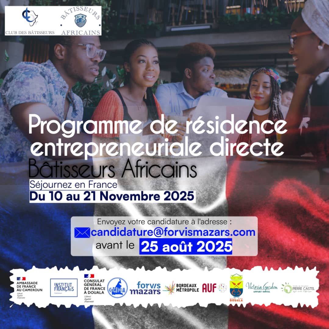 🚀 Les candidatures sont ouvertes pour le programme de Résidence #BâtisseursAfricains 2025 !

15 jours en France pour se former, réseauter et accélérer son entreprise.

Jusqu’au 25 août, candidatez 👉🏾lnkd.in/e282tk7p

#Entrepreneuriat #Afrique #Diaspora #Innovation