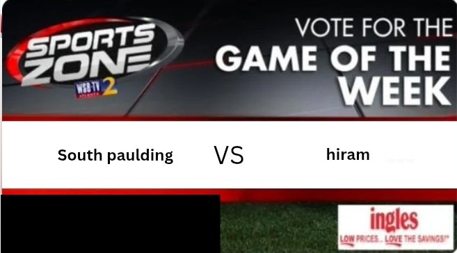 WSB-TV sports (@wsbtv_) on Twitter photo GAME of the week
SCRIMMAGE
<a href="/hiramhornetsFB/">Hiram Hornets Football</a> π <a href="/south_paulding/">South Paulding Spartan Football</a>
Thursday, August 07 @ 7:30pm.
Come support your favorite team.
Watch Here: s.id/wsb-tv
<a href="/CoachValcourt/">Dimitri Valcourt</a> <a href="/HiramAthletics/">Hiram Athletics</a> <a href="/FishburneJulian/">Julian Fishburne</a> <a href="/jasongyebi/">Jason Gyebi</a> <a href="/CoachDJohnson11/">David Johnson</a> <a href="/nateparish4/">Nate Parish</a> <a href="/jparrott71/">jude parrott</a> GAME of the week
SCRIMMAGE
<a href="/hiramhornetsFB/">Hiram Hornets Football</a> π <a href="/south_paulding/">South Paulding Spartan Football</a>
Thursday, August 07 @ 7:30pm.
Come support your favorite team.
Watch Here: s.id/wsb-tv
<a href="/CoachValcourt/">Dimitri Valcourt</a> <a href="/HiramAthletics/">Hiram Athletics</a> <a href="/FishburneJulian/">Julian Fishburne</a> <a href="/jasongyebi/">Jason Gyebi</a> <a href="/CoachDJohnson11/">David Johnson</a> <a href="/nateparish4/">Nate Parish</a> <a href="/jparrott71/">jude parrott</a>