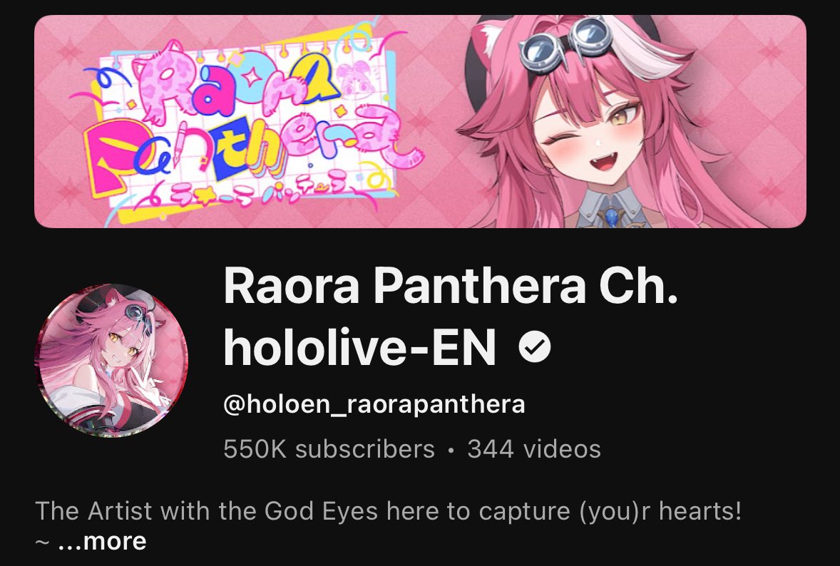 Just wanna mention that Raora Panthera from Hololive English Justice has made it to 550k subscribers!!!! We are half way to 600k!!!! LETS GOO MORE CHATTINI

#CiaoRaora