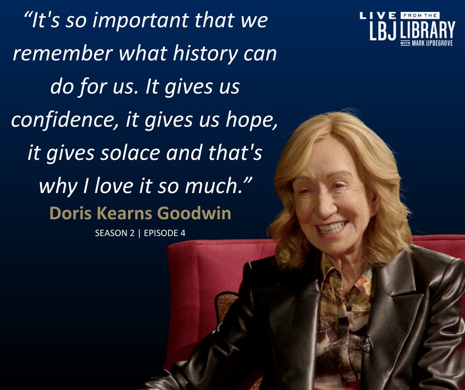 LBJ Foundation (@lbjfoundation) on Twitter photo A love story shaped by history. In Part 2 of her Live from the LBJ Library episode, <a href="/DorisKGoodwin/">Doris Kearns Goodwin</a> opens up about life with Richard Goodwin and the making of 'An Unfinished Love Story.'
Stream it now: pbs.org/video/doris-ke… A love story shaped by history. In Part 2 of her Live from the LBJ Library episode, <a href="/DorisKGoodwin/">Doris Kearns Goodwin</a> opens up about life with Richard Goodwin and the making of 'An Unfinished Love Story.'
Stream it now: pbs.org/video/doris-ke…