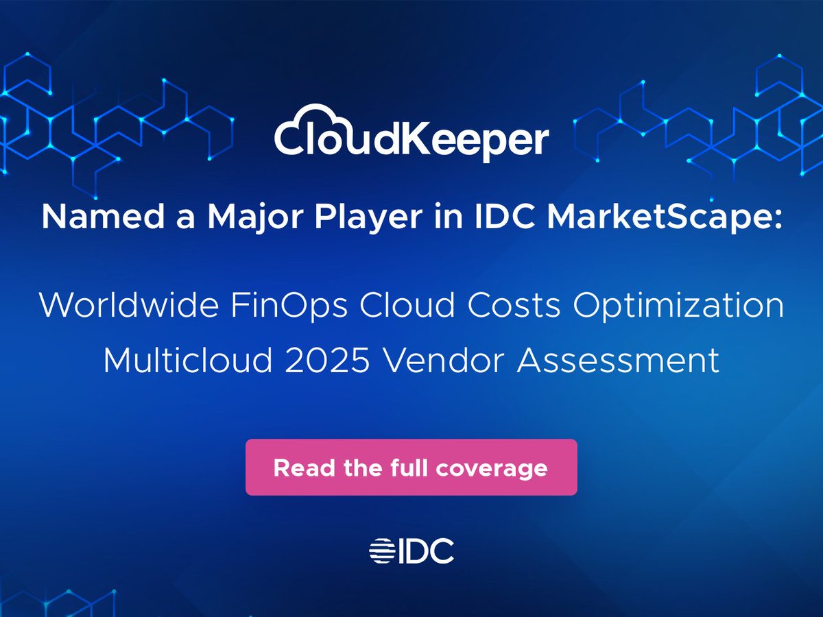 We’re proud to be included in the IDC MarketScape: Worldwide FinOps Cloud Costs Optimization Multicloud 2025 Vendor Assessment - recognized as a Major Player. 🏅

Read more - cloudkeeper.com/press-release/…

#awards #idcmarketscape #recognitions #devops #finops #genai #cloudcomputing