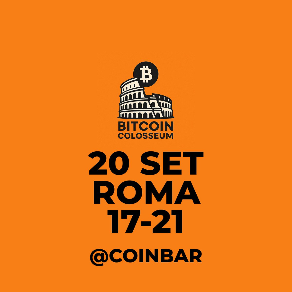 Inizia la stagione degli eventi Bitcoin a Roma.

Il 20 settembre dalle 17 alle 21 ci vediamo al primo meetup di Bitcoin Colosseum al Coinbar.

Iscriviti alla newsletter e facci sapere nei commenti se ci sarai 🧡